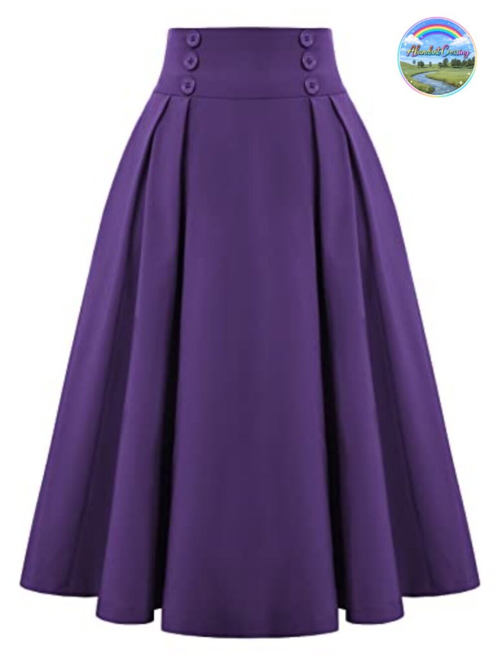 Pleated Midi A-Line Skirt High Waist Pockets 98% Polyester Office